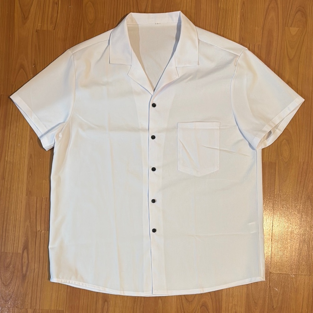 Men's White Linen Bend Short Sleeve Shirt Size XL